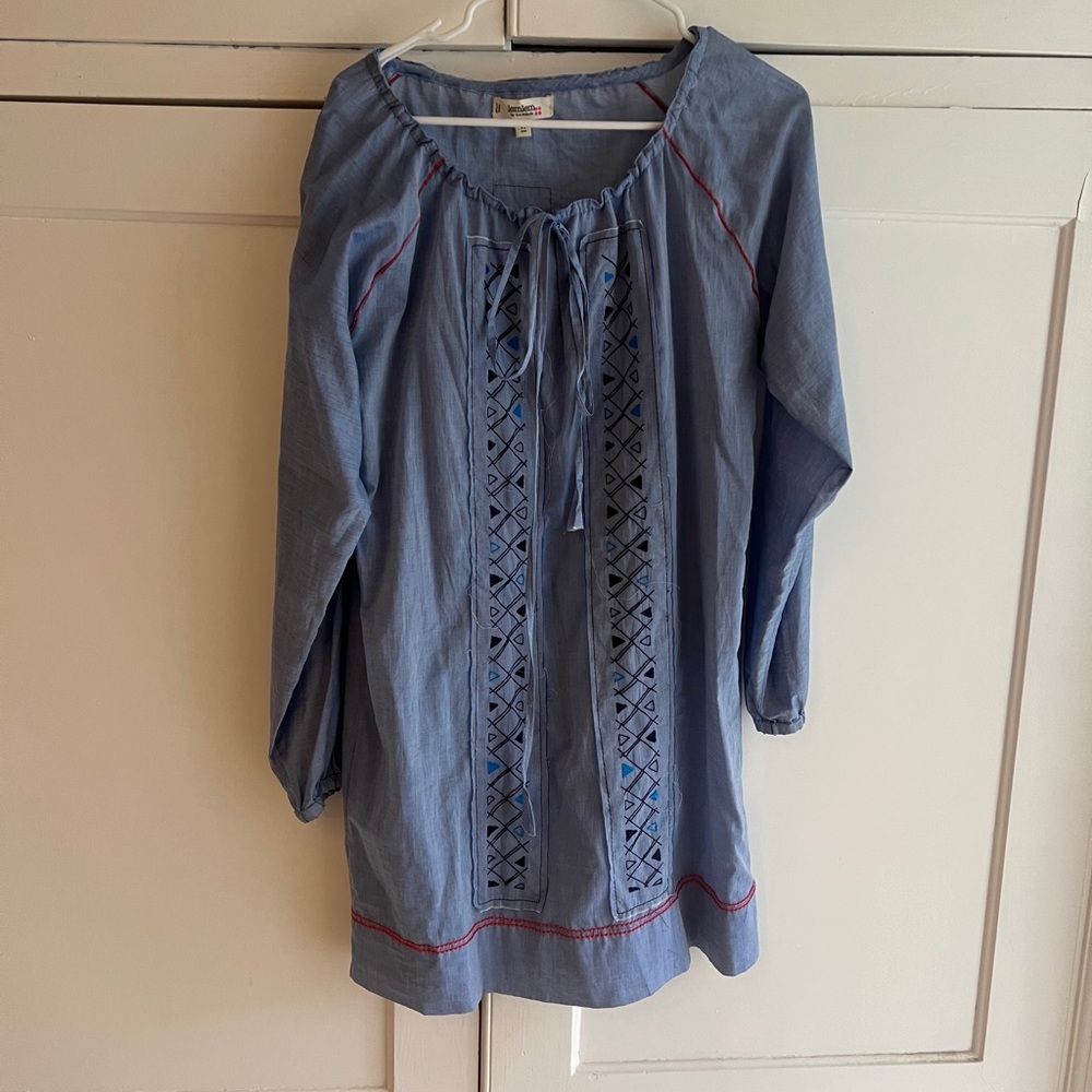 LEM LEM Blue Embroidered Cover Up